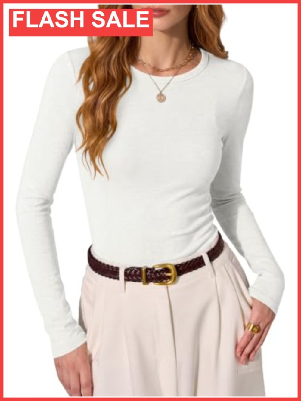Wool Blend Long Sleeve Crew Neck Slim Fit Tee